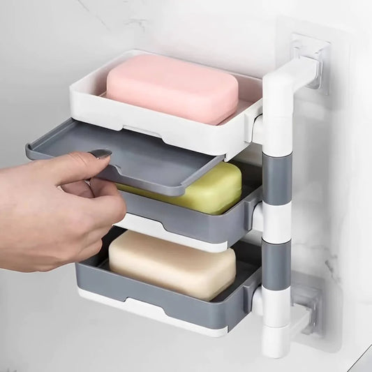 3 Layer Soap Holder - Wall Mounted Shampoo Bar Holder for Shower, Bathroom, Tub and Kitchen Sink